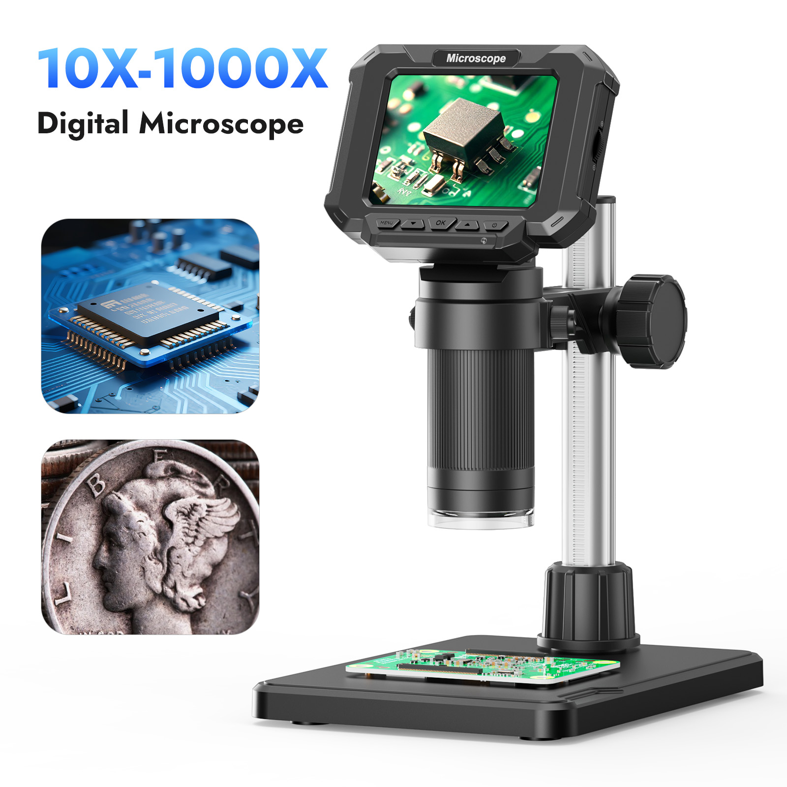 Electronics Repair Videos - Digitales Mikroskop, 2,8 Zoll, 1000-fache Vergrößerung,