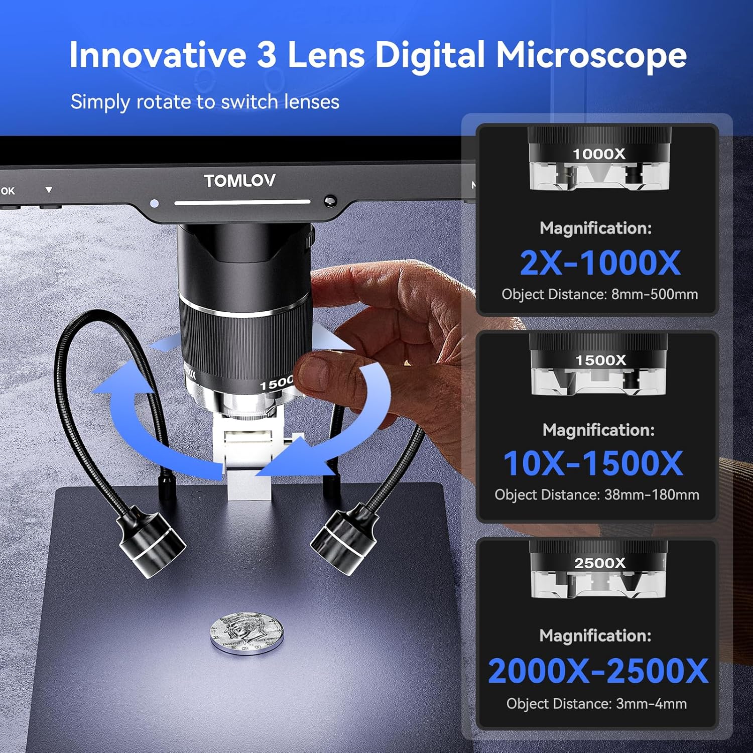 TOMLOV 3-Linsen-Digitalmikrosk – Electronics Repair Videos Bewertung und Preis